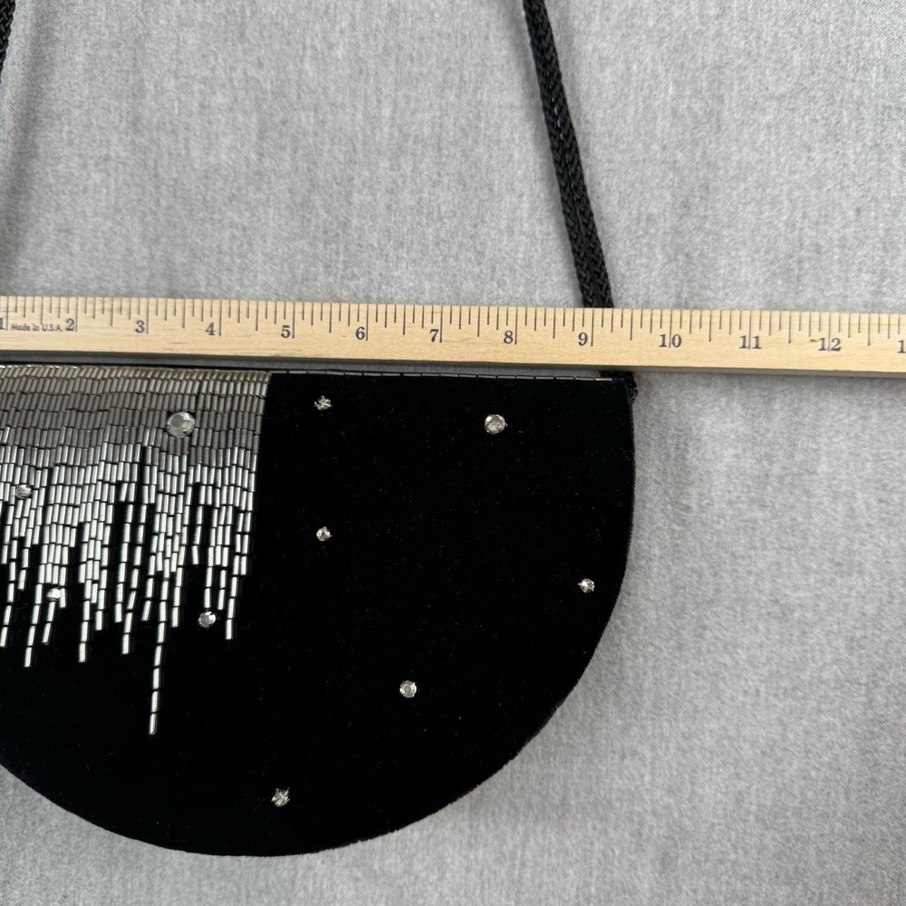 Vintage Black Velvet Purse  Elegant Beads Gold & Black  Made in Hong Kong - Picture 11 of 16
